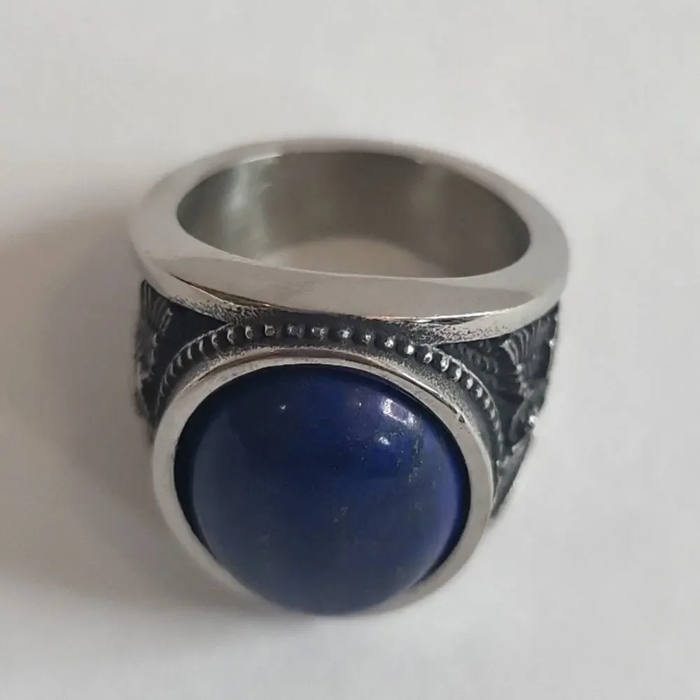 Lapis Lazuli Natural Gemstone Handmade Men's Ring Size 9 NWT